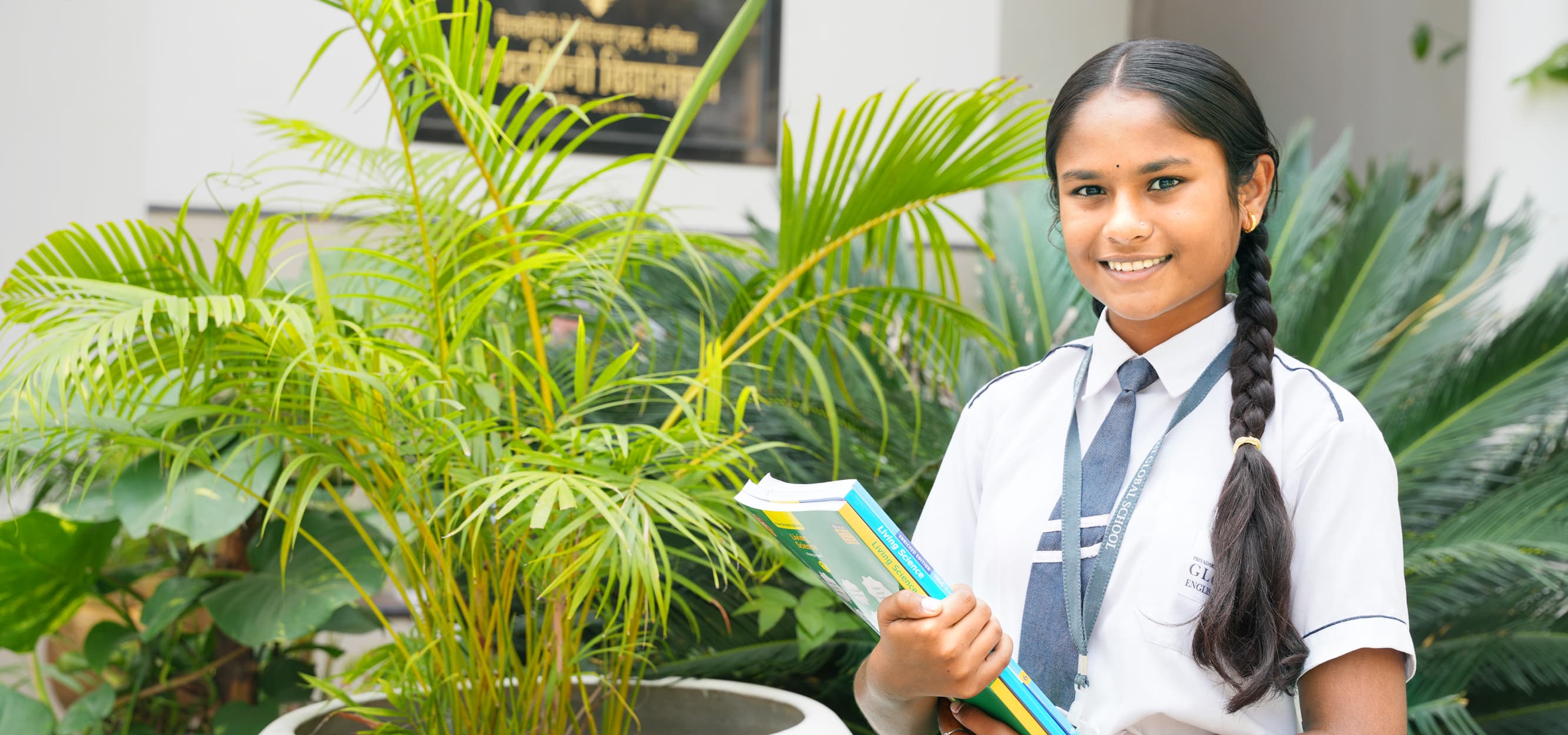 Girl student standing confidently