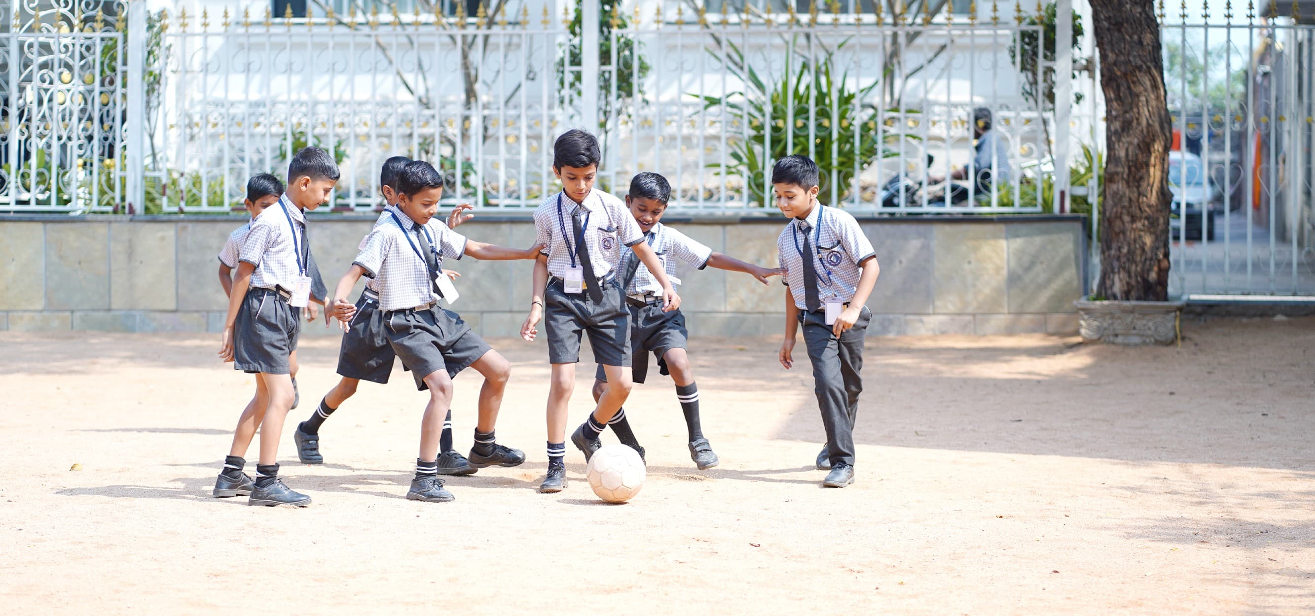 Students playing football